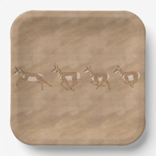 Southwest Pronghorn Antelope Herd Paper Plate