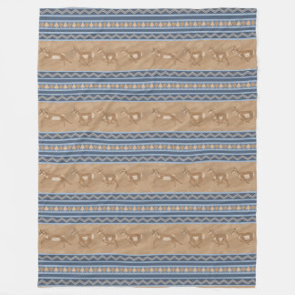 Southwest Pronghorn Antelopes Blue Border Large Fleece Blanket