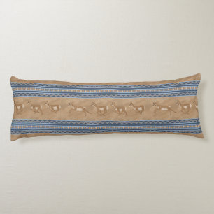 Southwest Pronghorn Antelopes Blue & Brown Border Body Cushion
