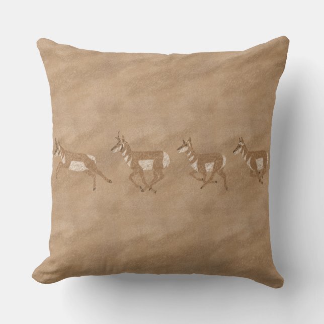 Southwest Pronghorn Petroglyph Cushion (Front)