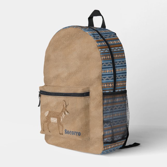 Southwest Pronghorns Geometric Print Personalised Printed Backpack (Back Corner Right)