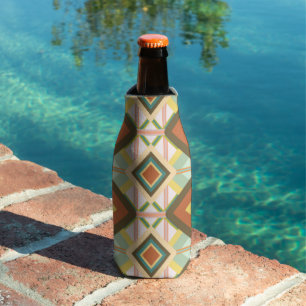 Southwest Retro Pop Art Diamonds Pattern  Bottle Cooler