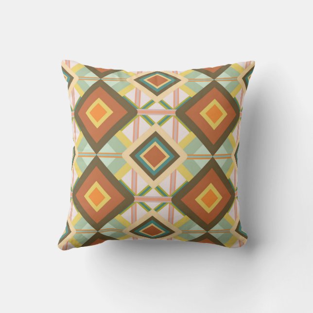 Southwest Retro Pop Art Diamonds Pattern Cushion (Back)