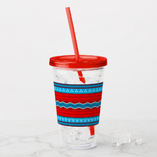 Southwest River Canyon Geometric Red Turquoise Acrylic Tumbler