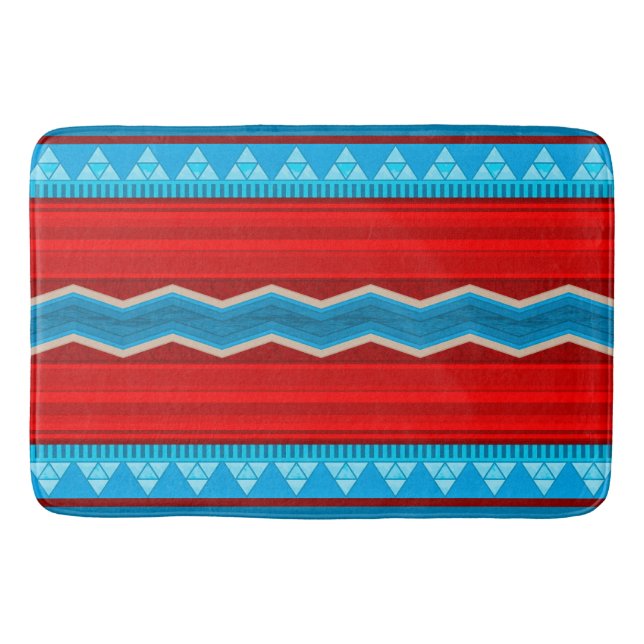 Southwest River Canyon Geometric Red Turquoise Bath Mat (Front)