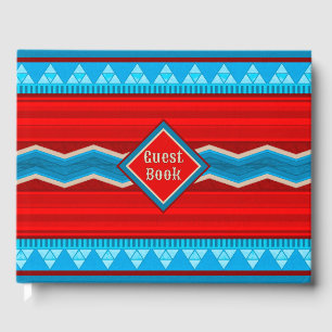 Southwest River Canyon Geometric Red Turquoise Guest Book