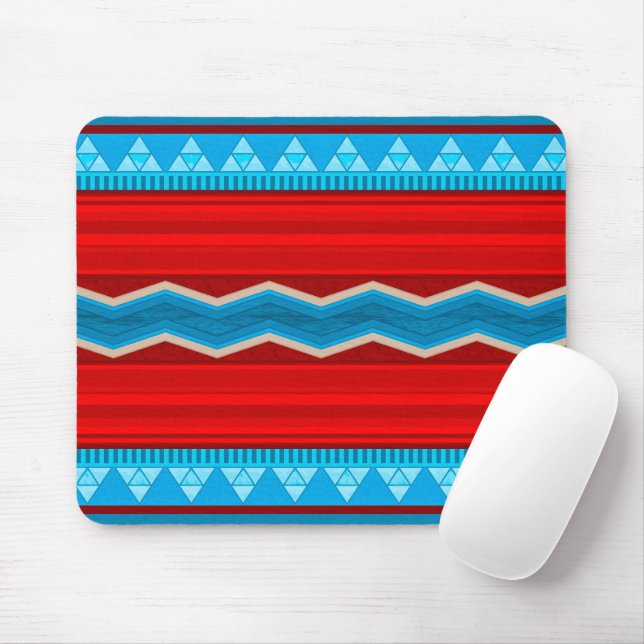 Southwest River Canyon Geometric Red Turquoise Mouse Pad (With Mouse)