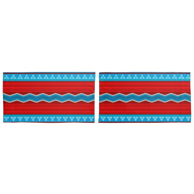 Southwest River Canyon Pattern Red Turquoise King Pillowcase (Front-Set)