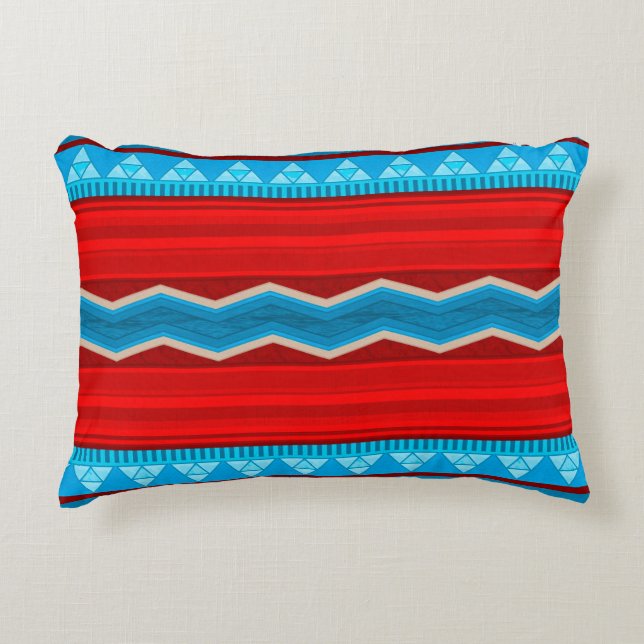 Southwest River Canyon Red and Turquoise Decorative Cushion (Front)
