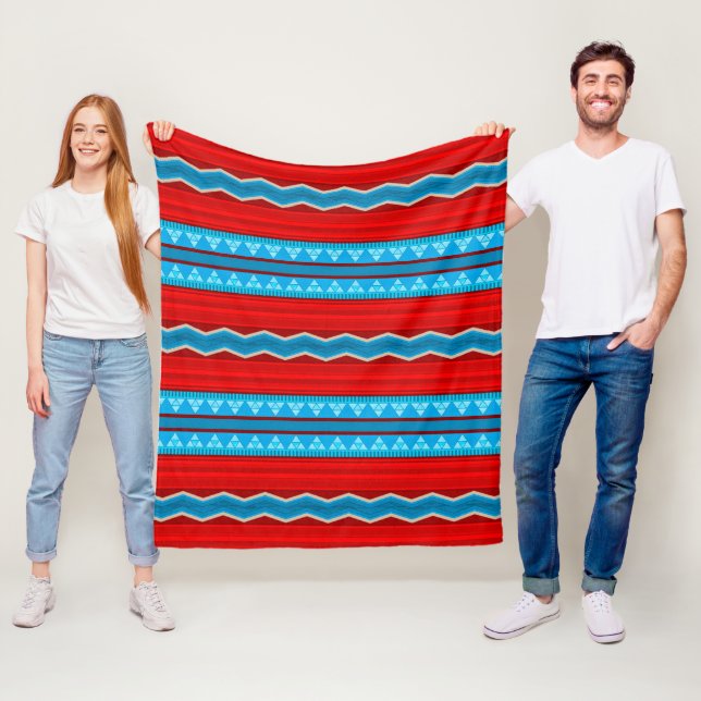 Southwest River Canyon Red and Turquoise Medium Fleece Blanket (In Situ)