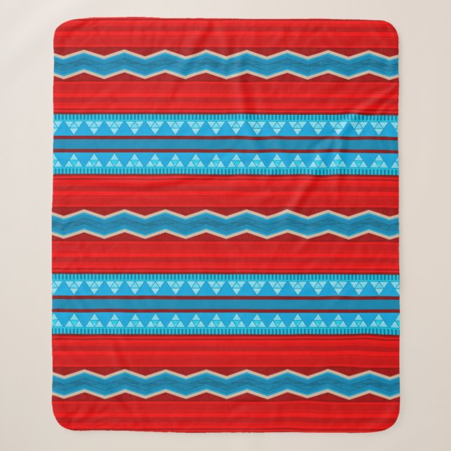 Southwest River Canyon Red and Turquoise Medium Sherpa Blanket (Front)