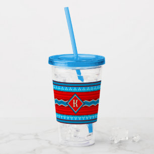 Southwest River Canyon Red Turquoise Monogram Acrylic Tumbler