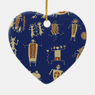 Southwest Rock Art Shaman Ceramic Tree Decoration