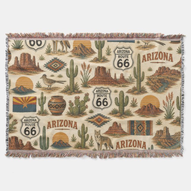 Southwest Route 66 Cosy Trails Throw Blanket (Front)