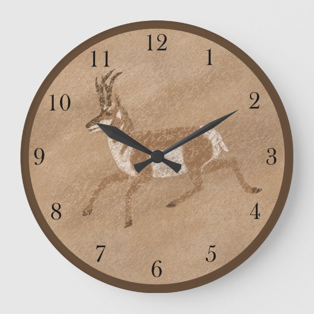 Southwest  Running Pronghorn Antelope Large Clock (Front)