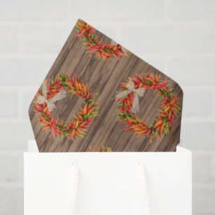 Southwest Rustic Chile Pepper Wreaths Wood Pattern Tissue Paper