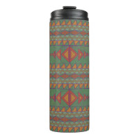 Southwest Sage Green and Orange Geometric Design