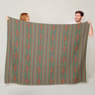 Southwest Sagebrush Green Geometric Design  Fleece Blanket