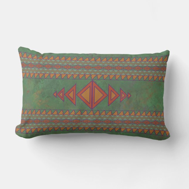 Southwest Sagebrush Green Geometric Design  Lumbar Cushion (Front)