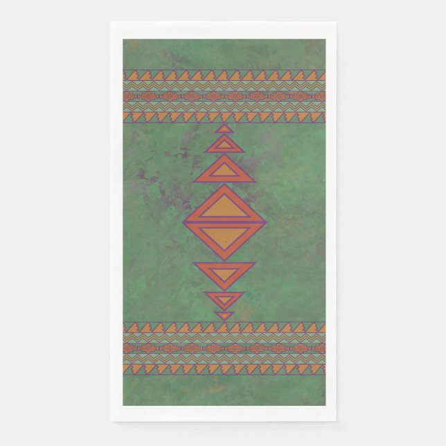 Southwest Sagebrush Green Geometric Design Napkin (Front)