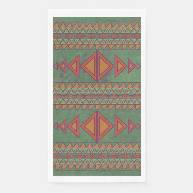 Southwest Sagebrush Green Geometric Design Napkin (Front)