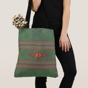 Southwest Sagebrush Green Geometric Design Tote Ba Bag