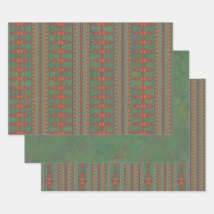 Southwest Sagebrush Green Geometric Design Wrapping Paper Sheet