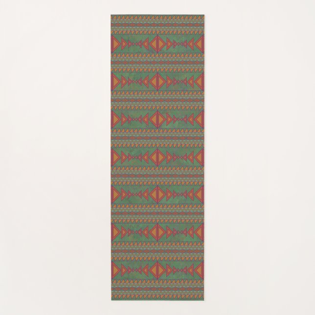 Southwest Sagebrush Green Geometric Design Yoga Ma Mat (Front)