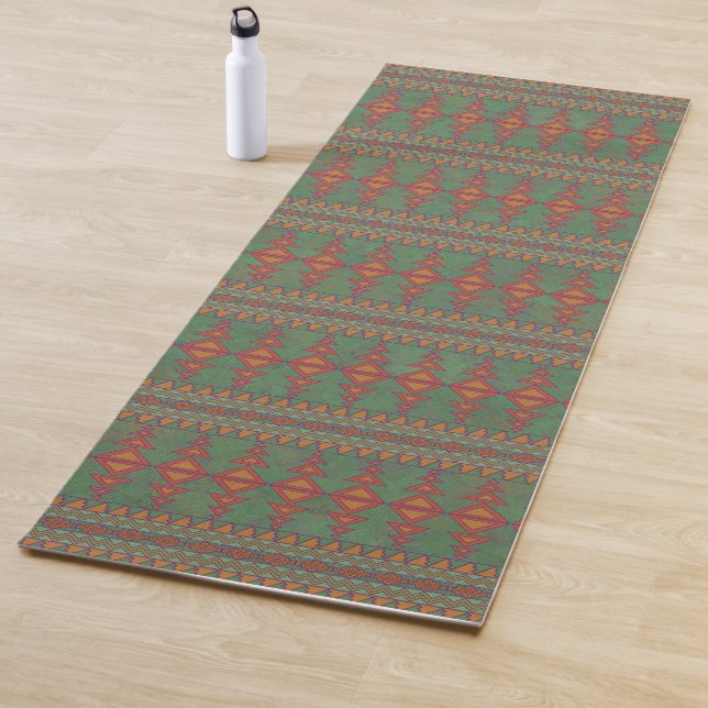 Southwest Sagebrush Green Geometric Design Yoga Mat (In Situ)