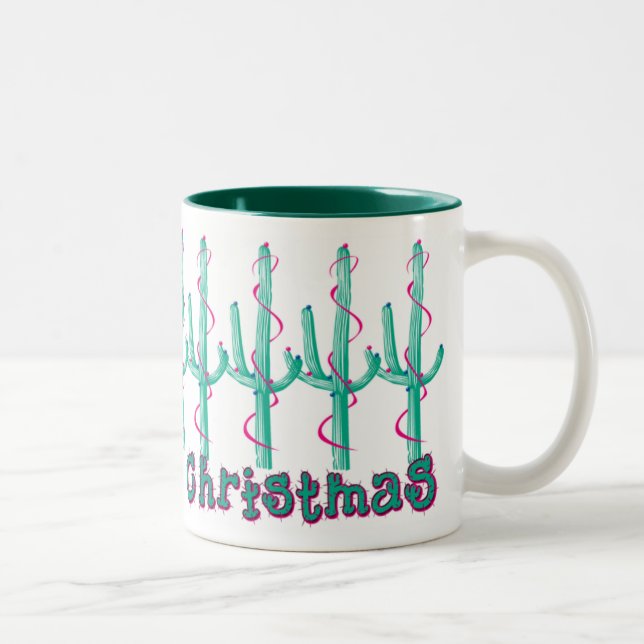 Southwest Saguaro Christmas Two-Tone Coffee Mug (Right)