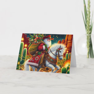 Southwest Santa Delivering Gifts On Horseback Holiday Card