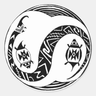 Southwest Serpent Spirit with Turtles Classic Round Sticker