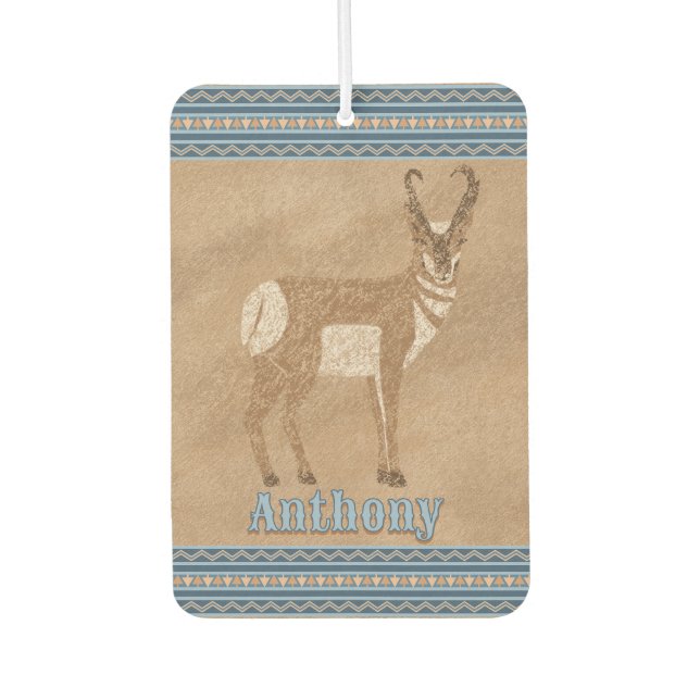 Southwest Standing Pronghorn Antelope Personalised Car Air Freshener (Front)