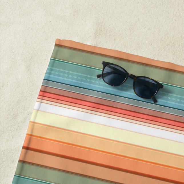 Southwest Stripes Muted Colour Beach Towel (In Situ)