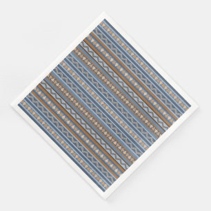 Southwest Style Blue and Brown Geometric Pattern Napkin