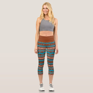 Southwest Style Geometric Cameron Gorge Design Capri Leggings
