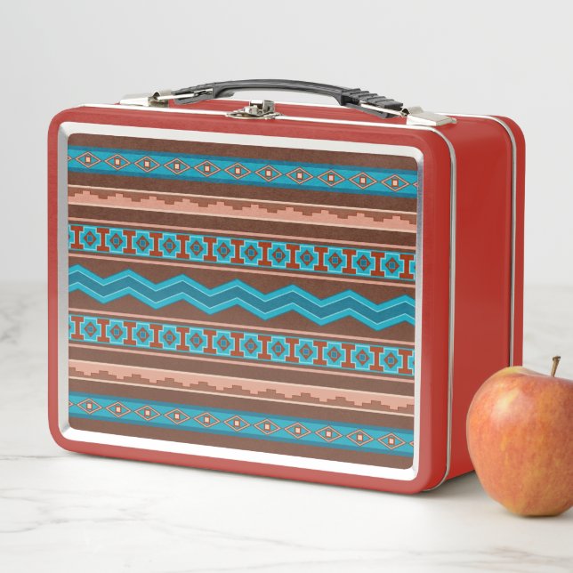 Southwest Style Geometric Cameron Gorge Design Metal Lunch Box (In Situ)