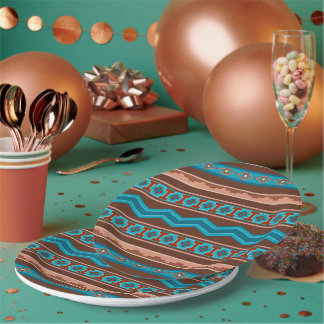 Southwest Style Geometric Cameron Gorge Design Paper Plate
