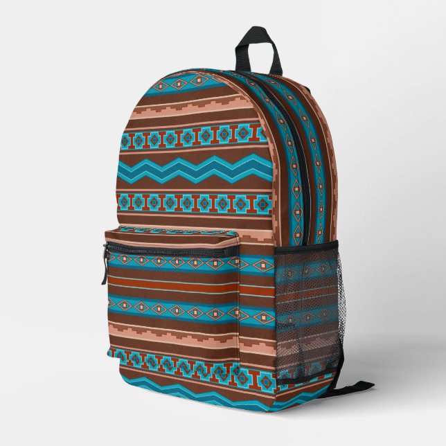 Southwest Style Geometric Cameron Gorge Design Printed Backpack (Back Corner Right)