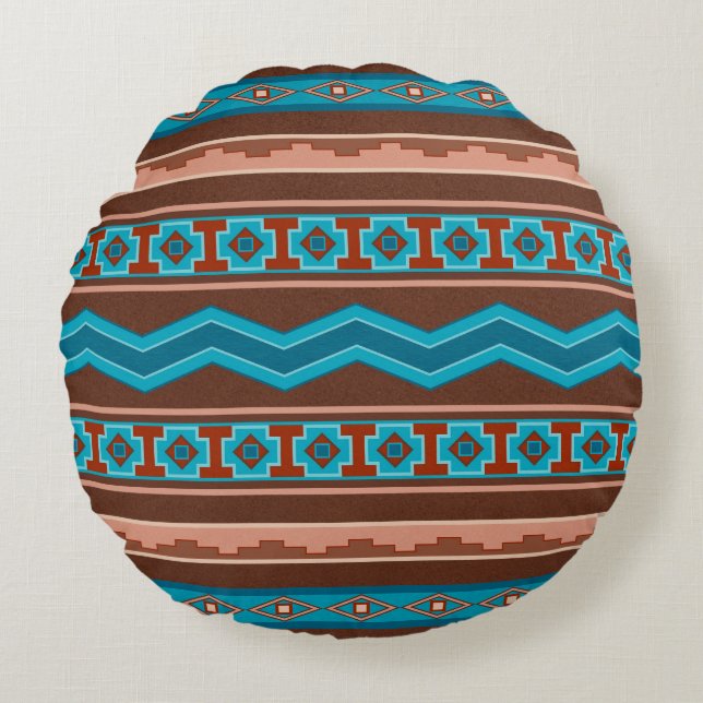 Southwest Style Geometric Cameron Gorge Design Round Cushion (Front)
