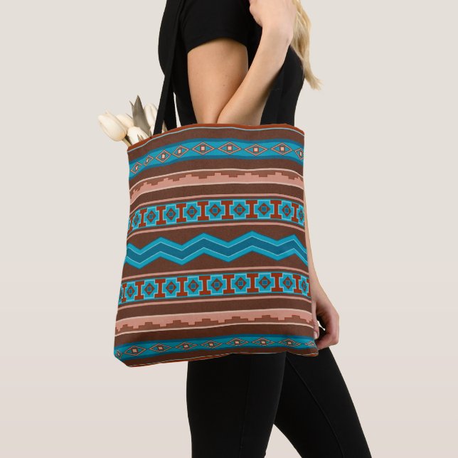Southwest Style Geometric Cameron Gorge Design Tote Bag (Close Up)