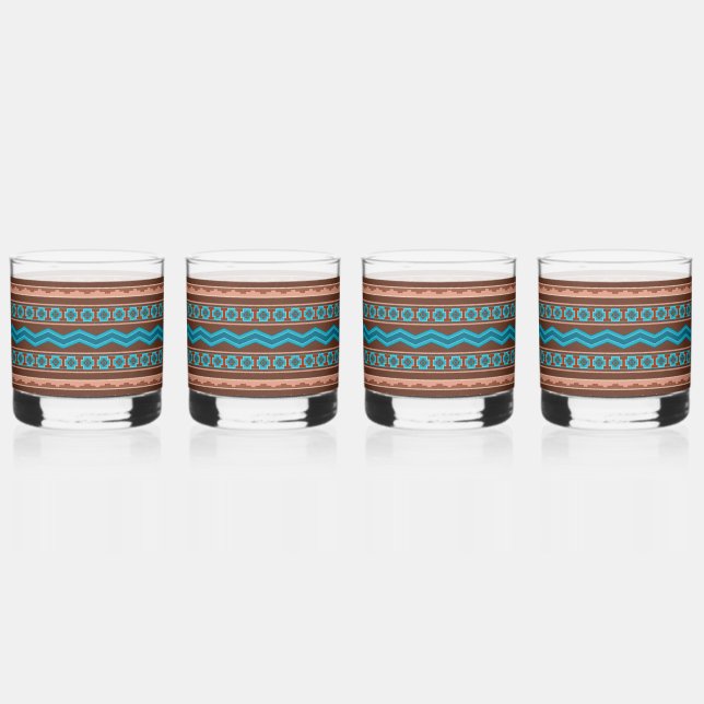 Southwest Style Geometric Cameron Gorge Design Whiskey Glass (Front)