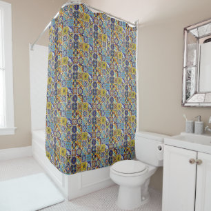 Southwest Style Talavera Tile Colourful Bathroom Shower Curtain