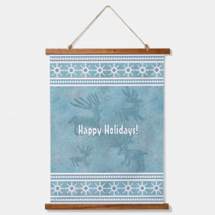 Southwest Style Winter Themed Personalised Blue Hanging Tapestry