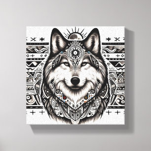 Southwest Style Wolf Face Canvas Print
