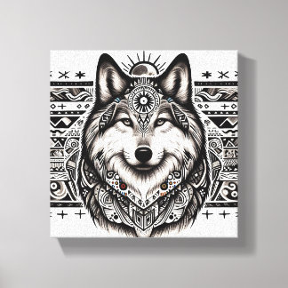 Southwest Style Wolf Face Canvas Print