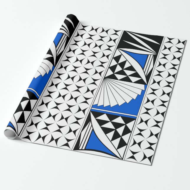 Southwest Sunrise in Blue Wrapping Paper (Unrolled)