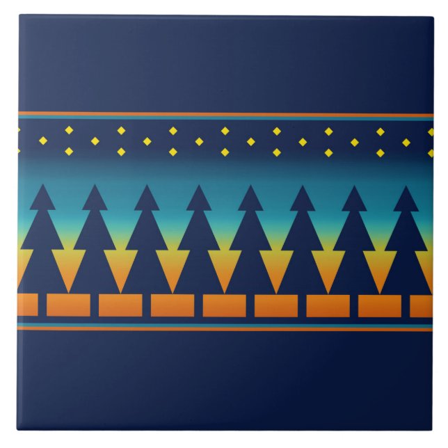 Southwest Sunset Pines Blue Tile (Front)