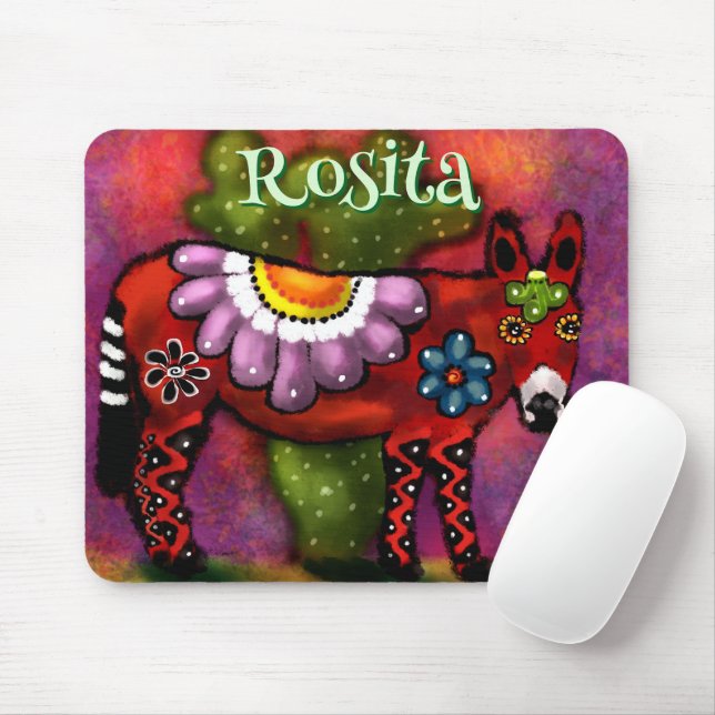 Southwest Talavera-Style Donkey Personalised Mouse Pad (With Mouse)