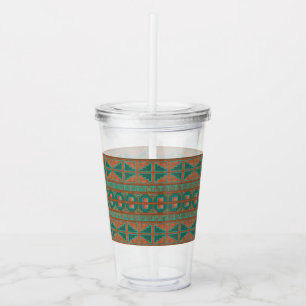 Southwest Teal Copper Colours Geometric Pattern Acrylic Tumbler